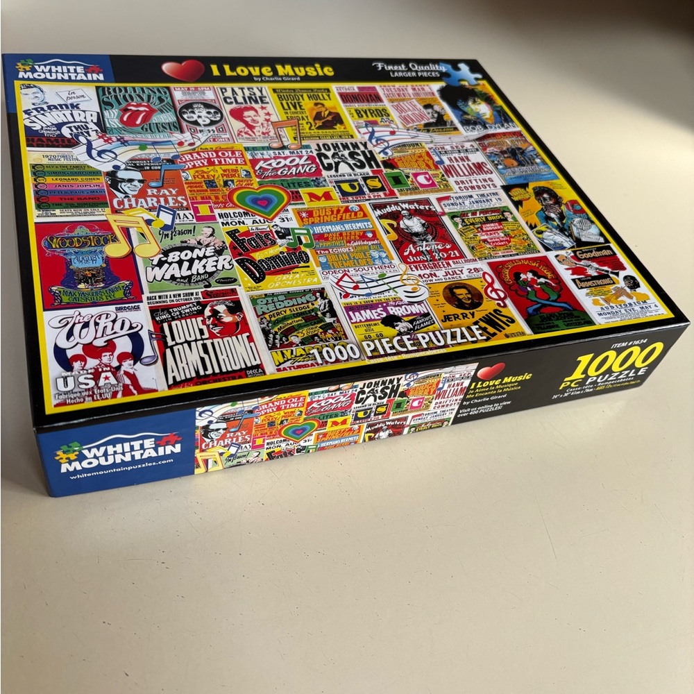 White Mountain I Love Music Puzzle - Colorful Retro Concert Posters 1000 pieces - Picture 2 of 4